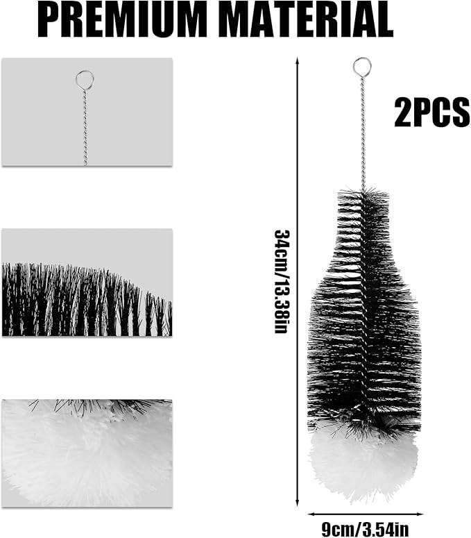 2pcs Bottle Brush for SodaStream, Cleaning Brush with Soft Anti-Scratch Bristles Soda Bottle Cleaner Washing Tool Home Kitchen Use
