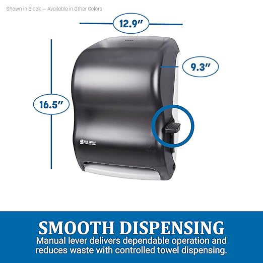 San Jamar Classic Paper Towel Dispenser with Lever, Manual Storage Solution for Bathroom and Kitchen, 16.5" x 12.94" x 9.25", 1 Count, White