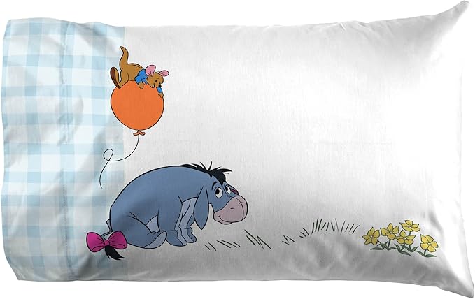 Jay Franco Kids Sheet Set with Fitted, Flat Sheets & Pillow Cover - Ultra-Soft Bedding with Pillowcase for Room Decor, White - Winnie The Pooh, 4 Piece Full