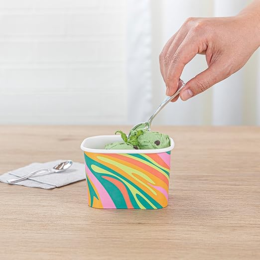 Coppetta 12 Ounce Dessert Cups, 200 Greaseproof Ice Cream Cups - Lids Sold Separately, For Hot And Cold Foods, Psychedelic Sunrise Paper Yogurt Bowls, Disposable, Sturdy - Restaurantware