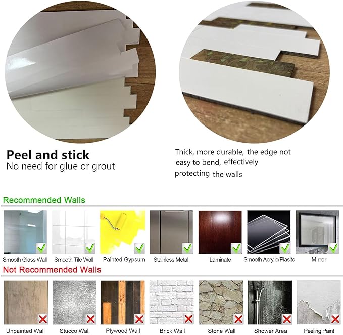 10-Sheet Peel and Stick Backsplash Tile, PVC Mixed Meta,l Stick on Kitchen, Bathroom Vanities, Fireplace Décor, Laundry Table (White+Golden Lasing)