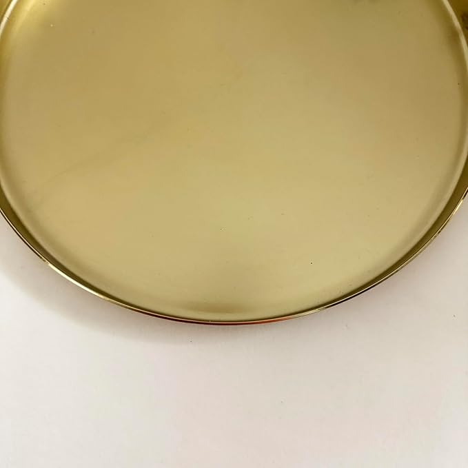 Enliven Gold Round Tray 12 Inch Brass Serving Platter | Hammered Metal Decorative Plate for Coffee Table, Bar, Kitchen, Bathroom & Display