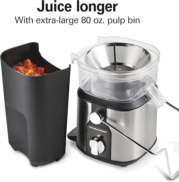 Hamilton Beach Easy Clean Juice Extractor with Easy Sweep cleaning tool, 3" Big Mouth chute, R67870 (Renewed)