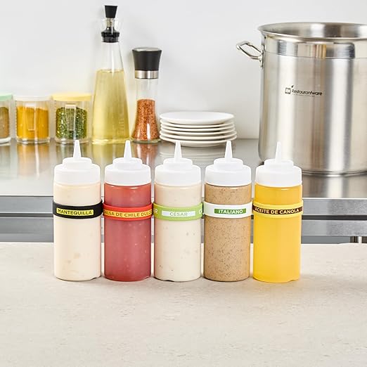 Restaurantware Silicone Squeeze Bottle Band 10 Count 2.75 Inch Dishwasher Safe Condiment Identification Band, Caesar Green Non-Slip Label Band for Condiment Labeling at Restaurants, Food Trucks