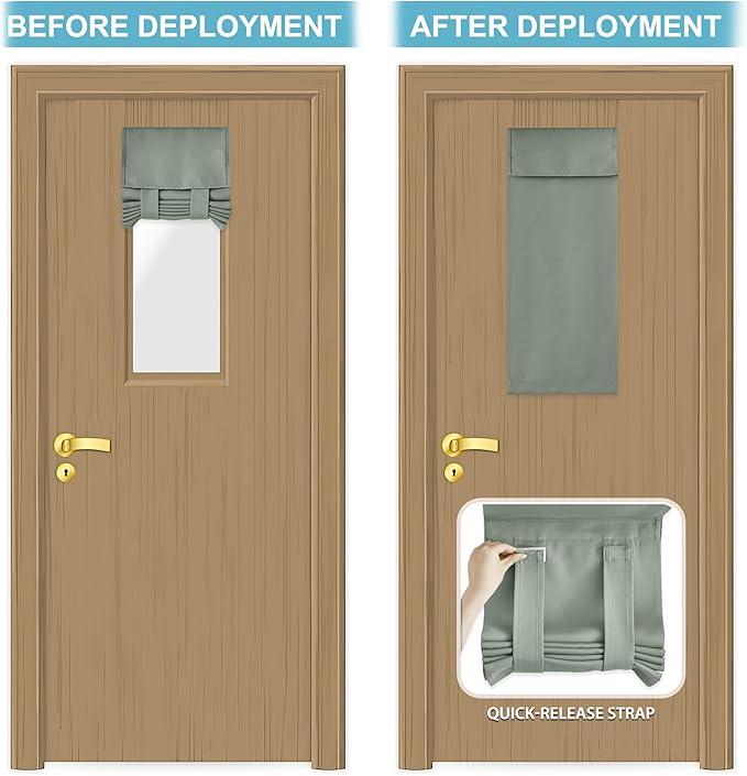 RYB HOME Door Curtains for Small Windows, Full Privacy Protect Room Darkening Sides Drapes for Classroom Door Window Kitchen, 1 Panel, Sage Green W12 x L30