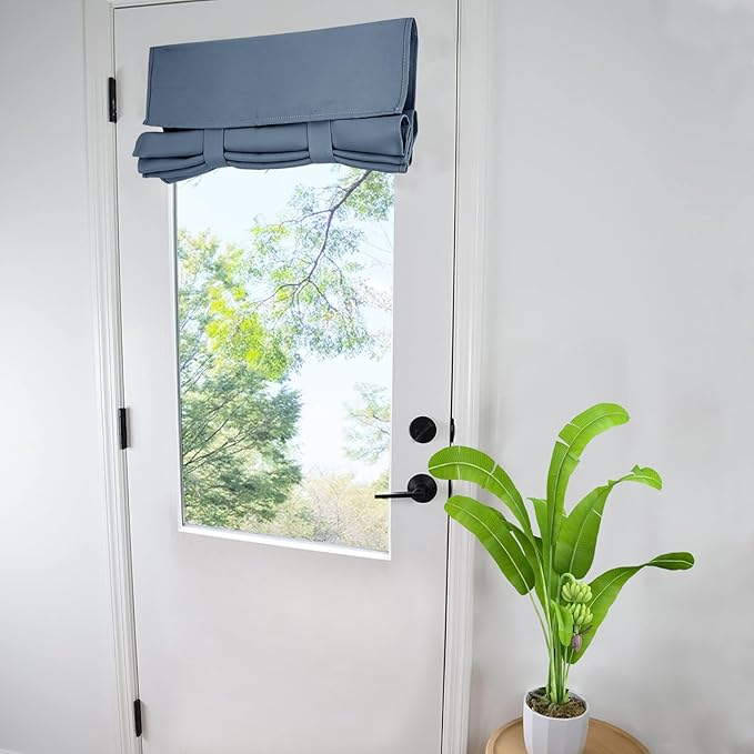 Wd Four Door Curtains, Blackout Curtains for Front and Side Doors - Insulated, Thermal, Stone Blue (30W x 40L Inches, 1 Panel)