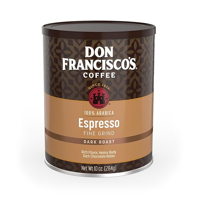 Don Francisco's Premium Espresso Dark Roast Ground Coffee: Rich, Aromatic 100% Arabica Beans - Family Crafted Flavored Coffee for a Delightful Morning Brew (10 oz Can)