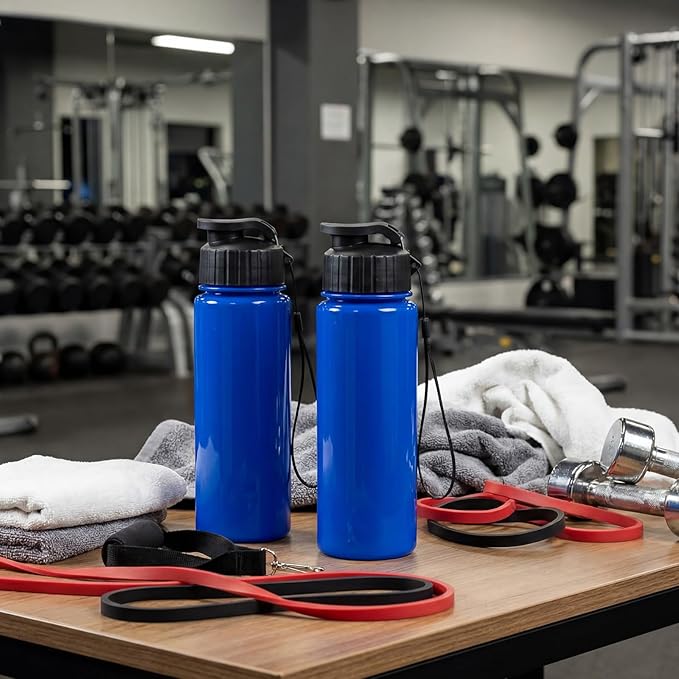 Mifoci 20 Pieces Water Bottle Bulk 17 oz Plastic Water Bottles Bulk Gym Sports Adults Reusable Large Bottles with Leak Proof Flip Top for Party Outdoor (Solid Blue)