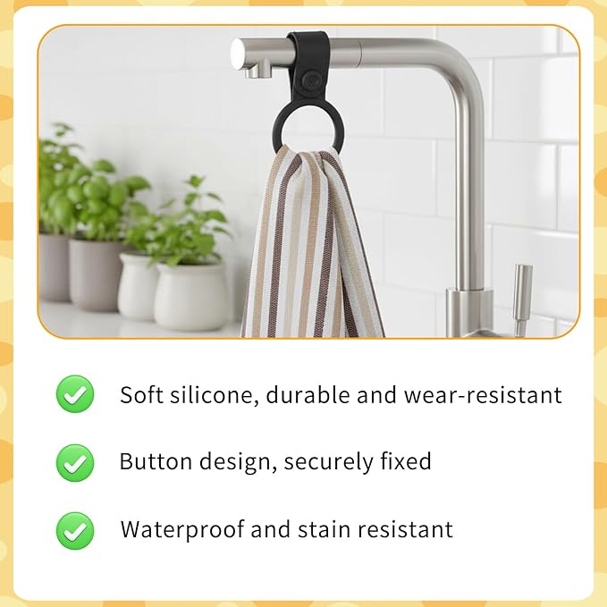 4 Pcs Silicone Kitchen Towel Holder Waterproof Dish Towel Holder Adjustable Soft Hanging Tea Towel Clips Non-Slip for Kitchen Rag Cabinet Bathroom Rods Oven Handle Door Stove