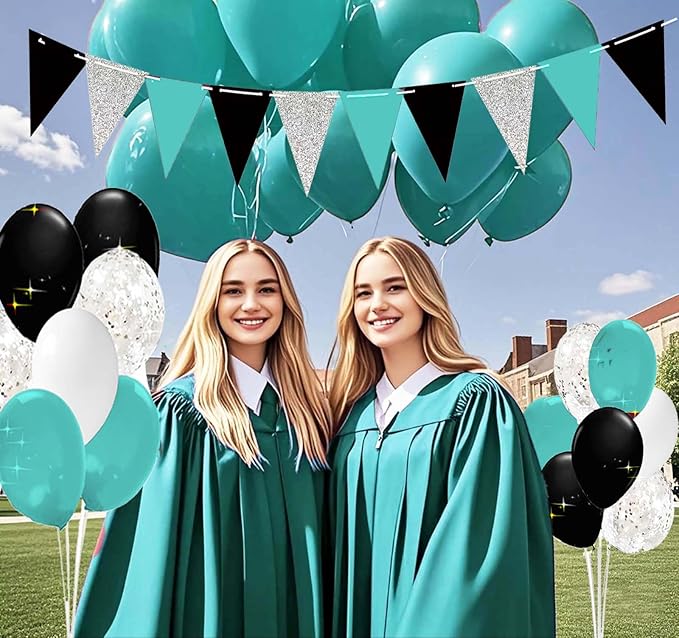 Graduation Decorations Teal Turquoise 2026/Teal Graduation Party Teal Black Balloons Table Centerpiece/Turquoise Birthday Decorations