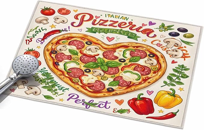 Area Rug 2x3ft, Cartoon Pizza Watercolor Graffiti Washable Rugs for Living Room Bedroom, Farmhouse Vegetable Leaves Soft Non-Slip Area Rugs Rectangle Floor Carpet for Dining Room
