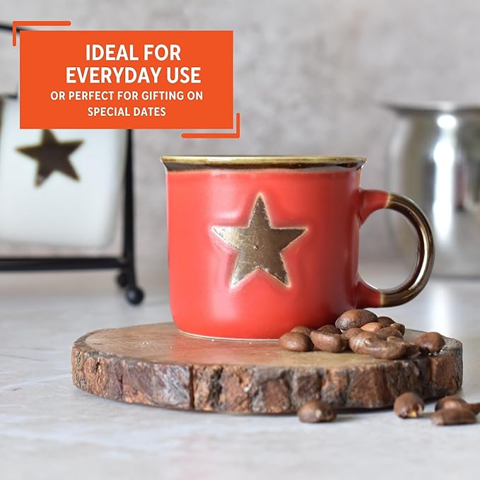 Imusa USA 4pc 3oz Red and White Unique STAR Design Espresso Cups 9Cuban Coffee