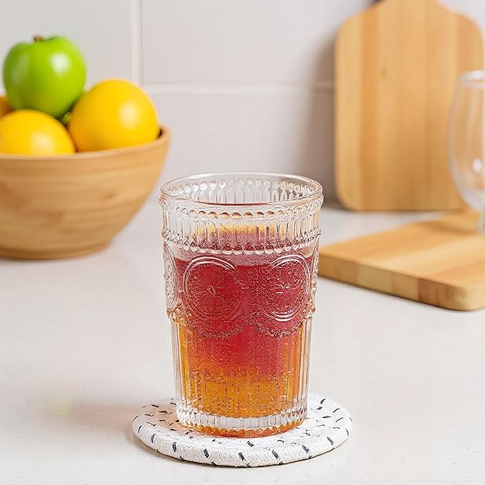 Coasters Set of 4, Absorbent Coaster for Drinks, Coffee, Cute Coasters in 4 Colors, Cotton Woven Coaster for Home Decor, Tabletop Protection, 4.3 Inches Suitable for Most Cups(Set1 (4pcs)/4.3in)