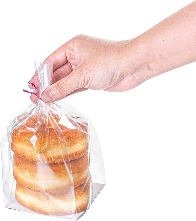 Restaurantware Flat Bottom Heat Seal Sandwich Bags Heat Sealable Food Bags - Gusset Bag with Paper Insert - Clear - 4 x 4 x 9 Inch - 100ct Box - Bag Tek