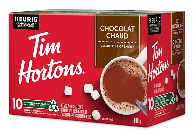 Tim Hortons Original Hot Chocolate, Single Serve Keurig K-Cup Pods, 10 Count (Pack of 2)