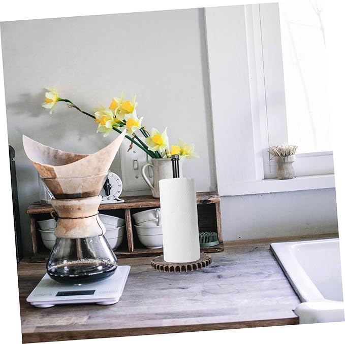 Metal Paper Towel Holder Stand Vintage Industrial Style Iron Dispenser for Paper Towel and Wrap Easy to Install Kitchen Organizer for Use