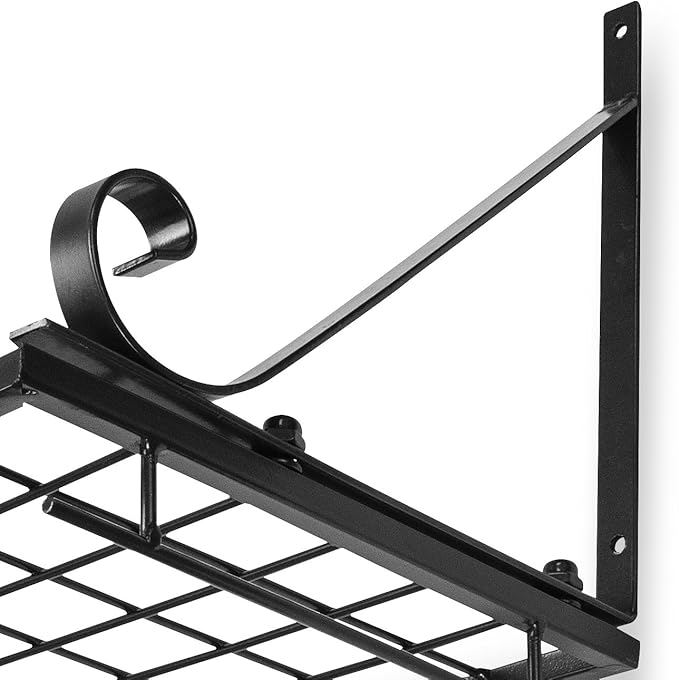 Sorbus Hanging Pot Rack - Wall Mounted Pot Rack storage shelf hanging rack — Pots and Pans Rack shelf Organizer holder pot hanger - 10 S Hooks - kitchen cookware, utensils, pans, 2 DIY Methods (Black)