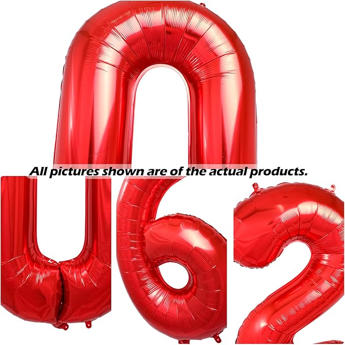 40 Inch 2026 Pack of 4 Red Big Helium Foil Balloon Numbers Large Mylar Number for Christmas New Year's Eve Party Graduation Birthday