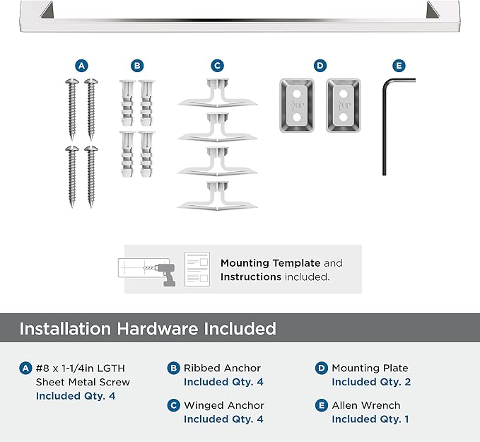 Amerock Blackrock Polished Nickel 24 inch (610mm) Towel Bar, BH36004PN