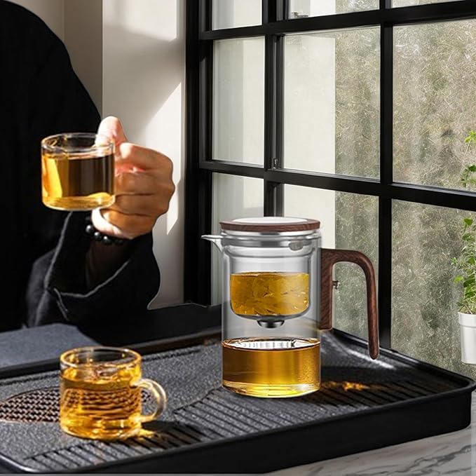 Glass Teapot, 600ml Strainer Kettle, Loose Brewing Pot with Firm Build, Kitchen Fixture with Solid Design, 5.75x5.51 inches Reliable Gear, Longtail Accessory for Home Tea Room Restaurant Brewing