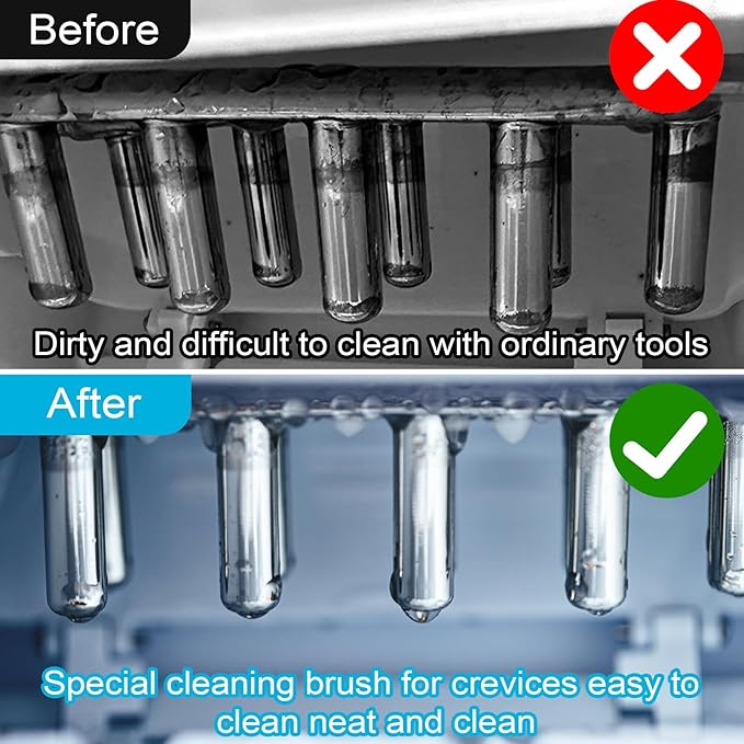Palksky Ice Machine Cleaner Brush Sets, 10PCS Ice Maker Cleaning Tools - 9Pcs Nylon Bristles with 1Pcs Cleaning Sponge