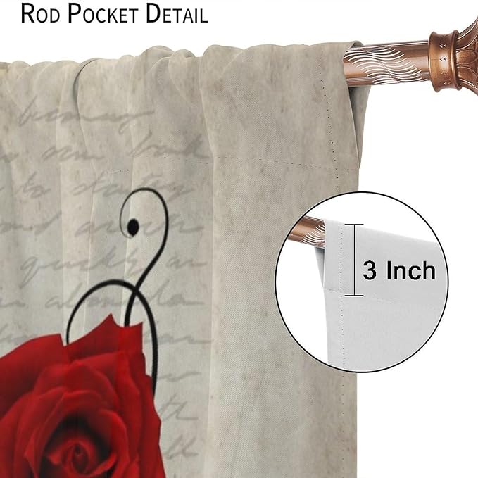 Eiffel Tower Blackout Curtain,Vintage France Paris Red Rose Floral Stamp Romantic Window Curtains for Bedroom Cafe Dining Room Office Living Room Kitchen Drapes,84x84 in