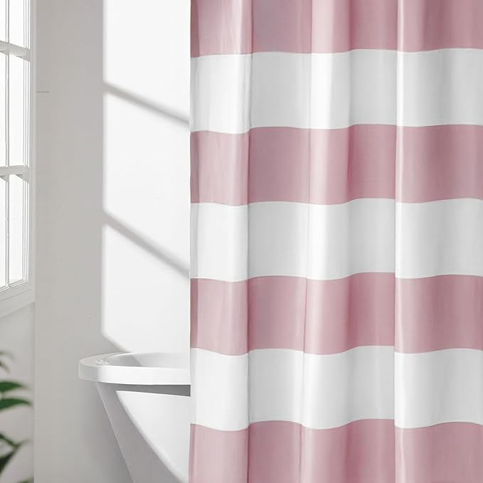 Amazon Basics Bathroom Shower Curtain, Water Resistant Fabric with Rust Proof Grommets & Hooks, Weighted Hem, Machine Washable, 72"x72", Light Brown, Beige