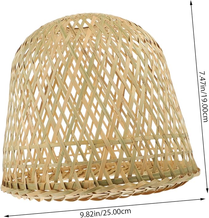 2pcs Bamboo Lampshade Rattan Light Fixture Boho Hanging Light Pink Tile Stickers Light Covers for Ceiling Lights Lampshades for Ceiling Lights Fan Bamboo Weaving Desk Lamp To Weave(Khakix3pcs,25x25x19
