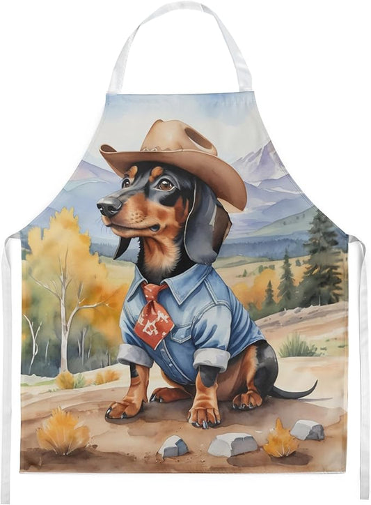 Caroline's Treasures Dachshund Cowboy Welcome Apron Cooking Kitchen Server Baking Crafts Gardening for Adult Women Men, Unisex, Large, Multicolor