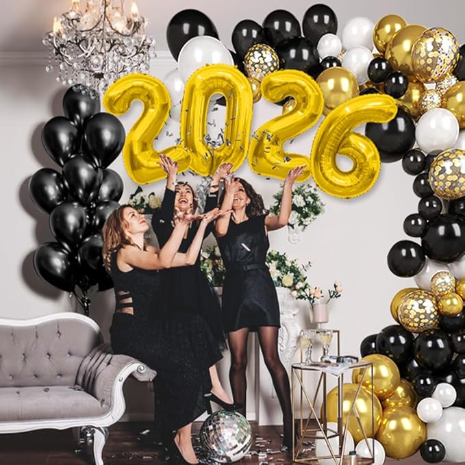 2026 Balloons, 40 Inch 2026 Number Balloons Gold 2026 Balloon Large Foil Graduation Balloon Numbers 2026 Mylar Baloons for Birthday Anniversary Party Supplies Graduation Class of 2026 Decorations