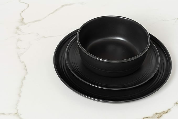 Double Line 6.25"/24 oz Cereal Bowl, Set of 6, Matte Black