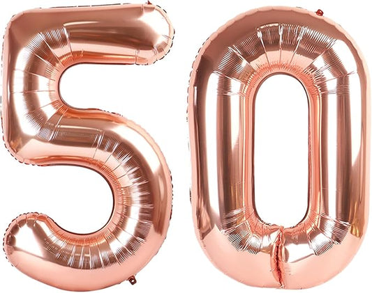 50 Balloon Number, Rose Gold Balloons 40 Inch Birthday Decorations for 50th, Big Digital Balloons for Wedding, Anniversaries, Celebration Party, Graduation, Photo Prop