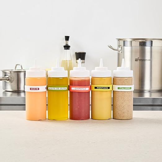 Restaurantware Silicone Squeeze Bottle Band 10 Count 2.75 Inch Dishwasher Safe Condiment Identification Band, Chipotle Red Non-Slip Label Band for Condiment Labeling at Restaurants, Food Trucks