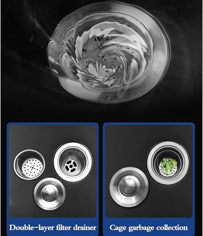 Single Bowl Single Bowl Sink With Drain Basket Stainless Steel Utility Sink Small Space RV Kitchen Sink Versatile Kitchen Essentials Sink Restaurant Tea Room Dishwashing (Black steel 38X30X21.5cm)