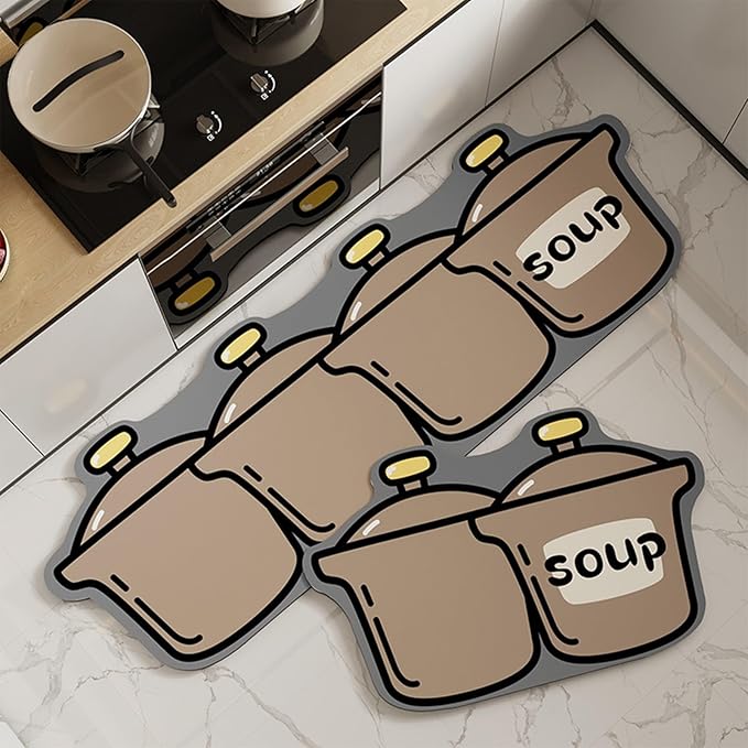 Irregular Shaped Kitchen Floor Rugs, Non-Skid Colorful Anti Fatigue Stain Resistant Mats, Carpet for Hallway Laundry Room(Soup,50 * 150cm)
