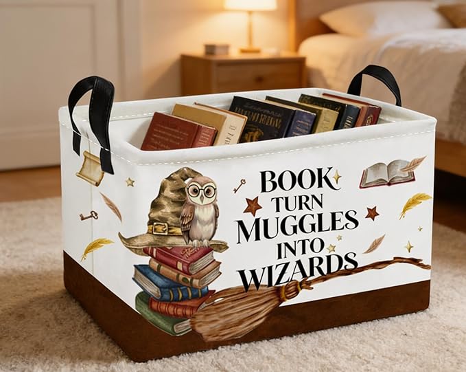 Essme Rectangular Kids Baskets,Magic Storage Box,Cute Basket for Kids with Handles for Room Decor, Book Bins,Shelf Basket.(Magic)