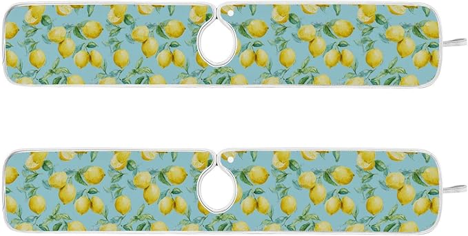 Kitchen Faucet Absorbent Mat,Lemon Fruit Summer Water Splash Guard for Sink, Faucet Drip Catcher Thicken Sponge Microfiber Faucet Water Catcher Mat Sink Absorbent Mat for Kitchen 14x5in 2 Pack