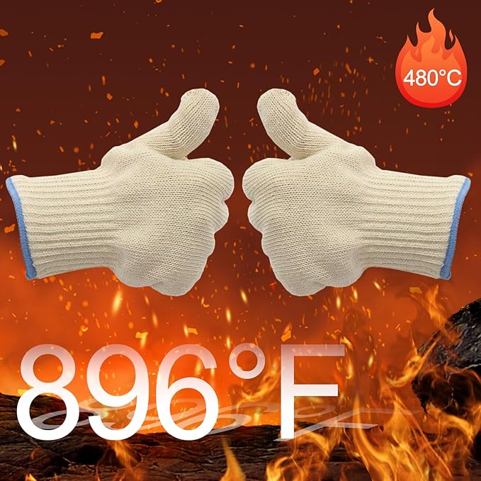 Luomorgo 1 Pair Heat Resistant Gloves, 480°C / 896°F Oven Gloves Oven Mitts, Hot Food Gloves for BBQ, Grilling, Baking, Cooking