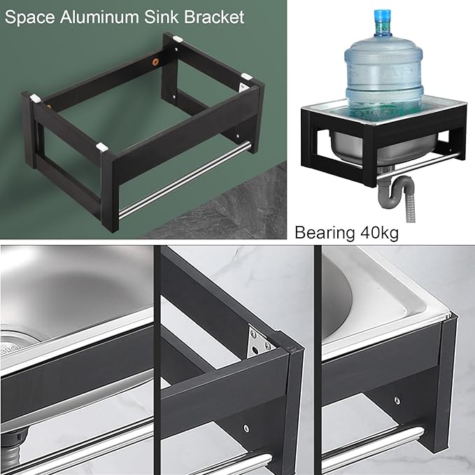 Stainless Steel Sink for Washing with Faucet, Commercial Wall Mount Hand Basin for Restaurant, Kitchen and Home, 1 Compartment, Outdoor Sink Indoor Laundry (500x400x210mm