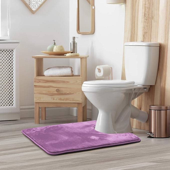 Clara Clark Bathroom Rugs, Velvet Memory Foam Bath Mat, Non-Slip, Machine Washable Bath Rugs - Dries Quickly, Ultra Soft Plush Bath Mats for Bathroom, 20 x 24, Lavender Dream