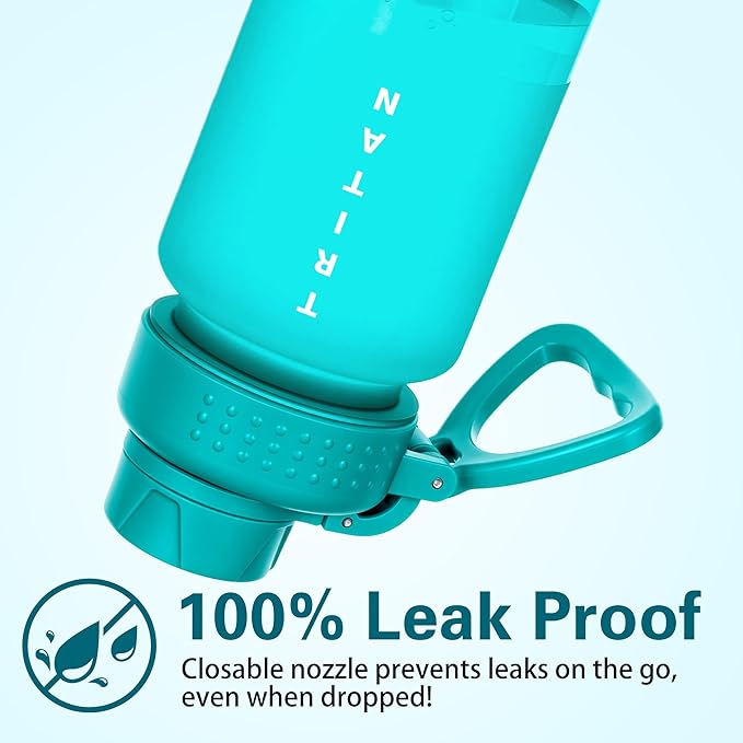 OLDLEY 32oz Frosted Clear Water Bottle, BPA-Free Tritan Plastic Reusable Water Bottle with Fast-Flow Spout Lid, Wide Mouth Leakproof Sports Drinking Bottle for Gym, School, Office, Travel,Cerulean