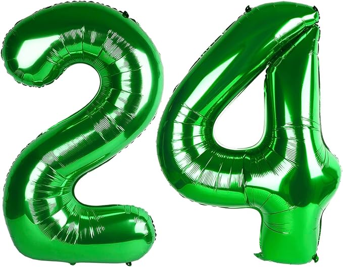 Number Balloons 40 Inch, 24 Big Balloons Number, Dark Green 42 Happy Birthday Decorations for Women Men, Digital Ballon for Wedding Party
