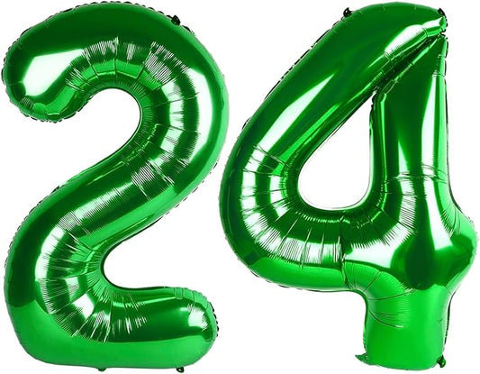 Number Balloons 40 Inch, 24 Big Balloons Number, Dark Green 42 Happy Birthday Decorations for Women Men, Digital Ballon for Wedding Party
