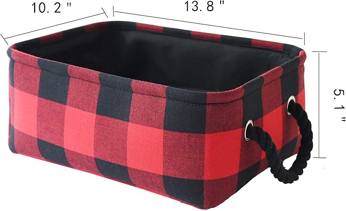 INough Red Christmas Baskets for Gifts Empty Red Gift Bag, Holiday Gift Baskets Empty Low Basket Buffalo Plaid Toy Bins Ornaments Storage Organizer for Baby Room, Kids Nursery, Home Holiday Decor
