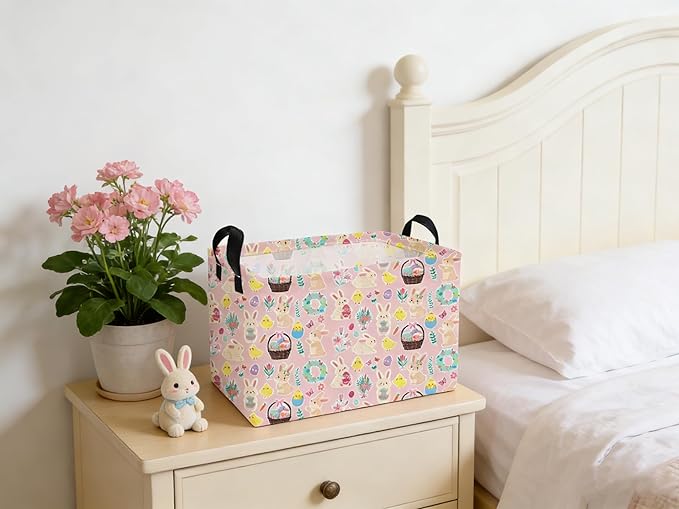 Essme Rectangular Easter Basket,Kids Baskets Empty with Handles,Cute Baskets for Kids Room Decor,Boys and Girls, Gift Basket