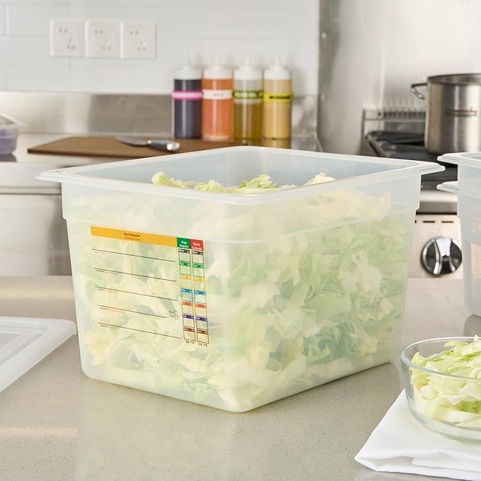 Restaurantware Food Storage Container 10 Pack of 12.7 x 10.3 x 7.8 Inches Plastic Stackable Storage Box White Reusable Label Container Dishwasher Safe For Restaurants And Kitchens