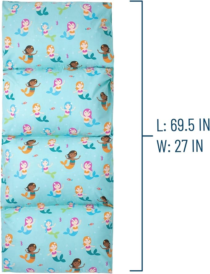 Wildkin Kids Pillowcase Lounger Cover – Travel-Friendly Sleepover Lounger, Fits Standard Pillows (Pillows Not Included), Soft Cotton Blend, Fun Patterns for Boys & Girls - Mermaids