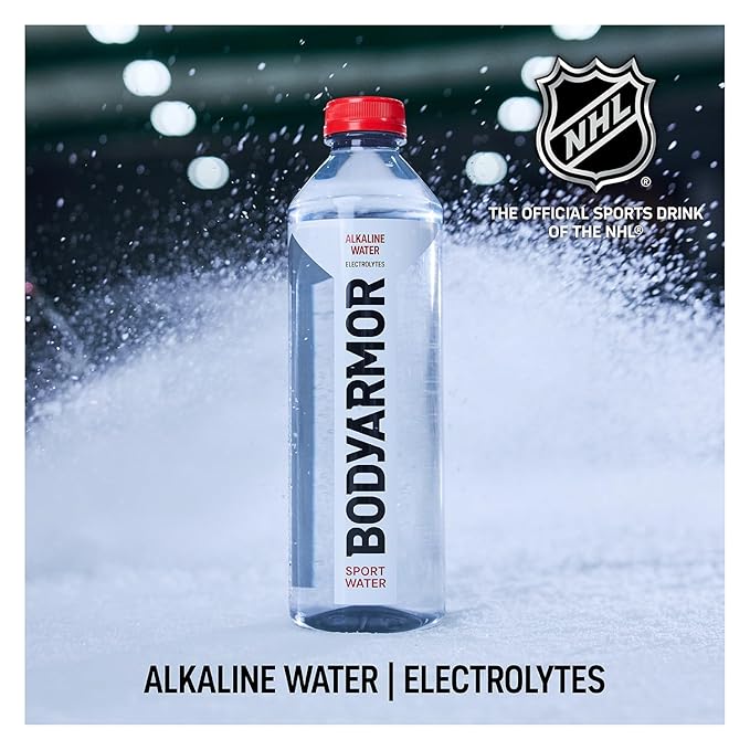 BODYARMOR SportWater Alkaline Water, High Alkaline Bottled Water, pH 9+, 1 Liter (12 Pack), Refreshing Electrolyte Water Pack, Wide Mouth Bottle