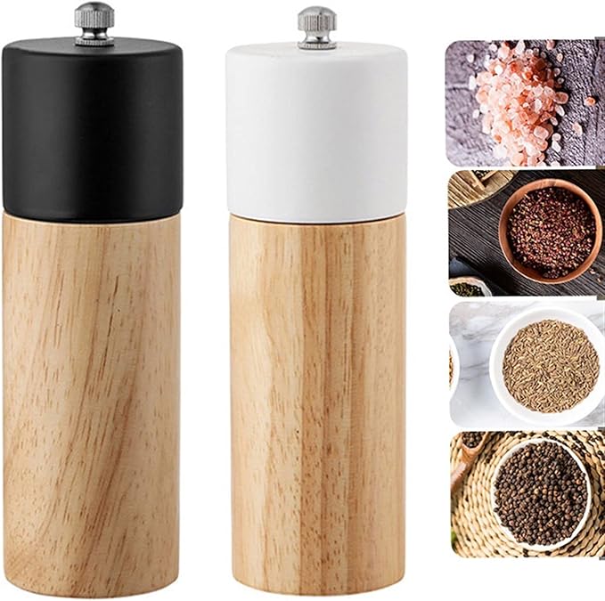 Pepper Mill Grinder Manual Pepper Grinder Wooden Salt and Pepper Mill Multi-Purpose Cruet Kitchen Tool with Ceramic Grinder for Kitchen Household for Home, Barbecue, Party (Color : 1) (1)