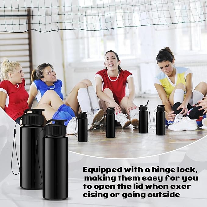 Mifoci 20 Pieces Water Bottle Bulk 17 oz Plastic Water Bottles Bulk Gym Sports Adults Reusable Large Bottles with Leak Proof Flip Top for Party Outdoor (Solid Black)